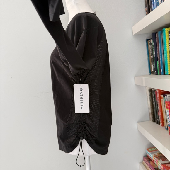 Athleta Yosemite Top Longsleeve Crewneck Women’s Medium Black Mesh Active - Picture 5 of 13